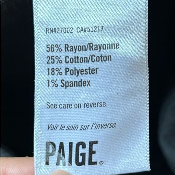 Paige Claudine Black Jeans Coated Cropped Flare Wide Leg Size 25 - Picture 10 of 11